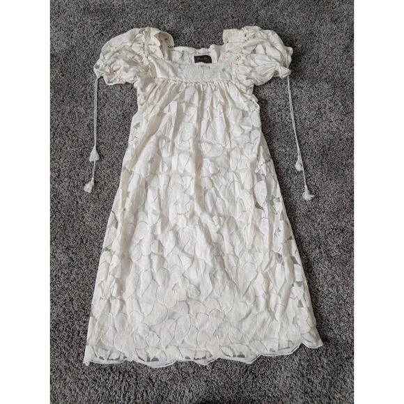 Trulli Dresses & Skirts - Trulli Petite‎ Cream Lace Puff Sleeve Mini Dress Y2K Vintage Style SP